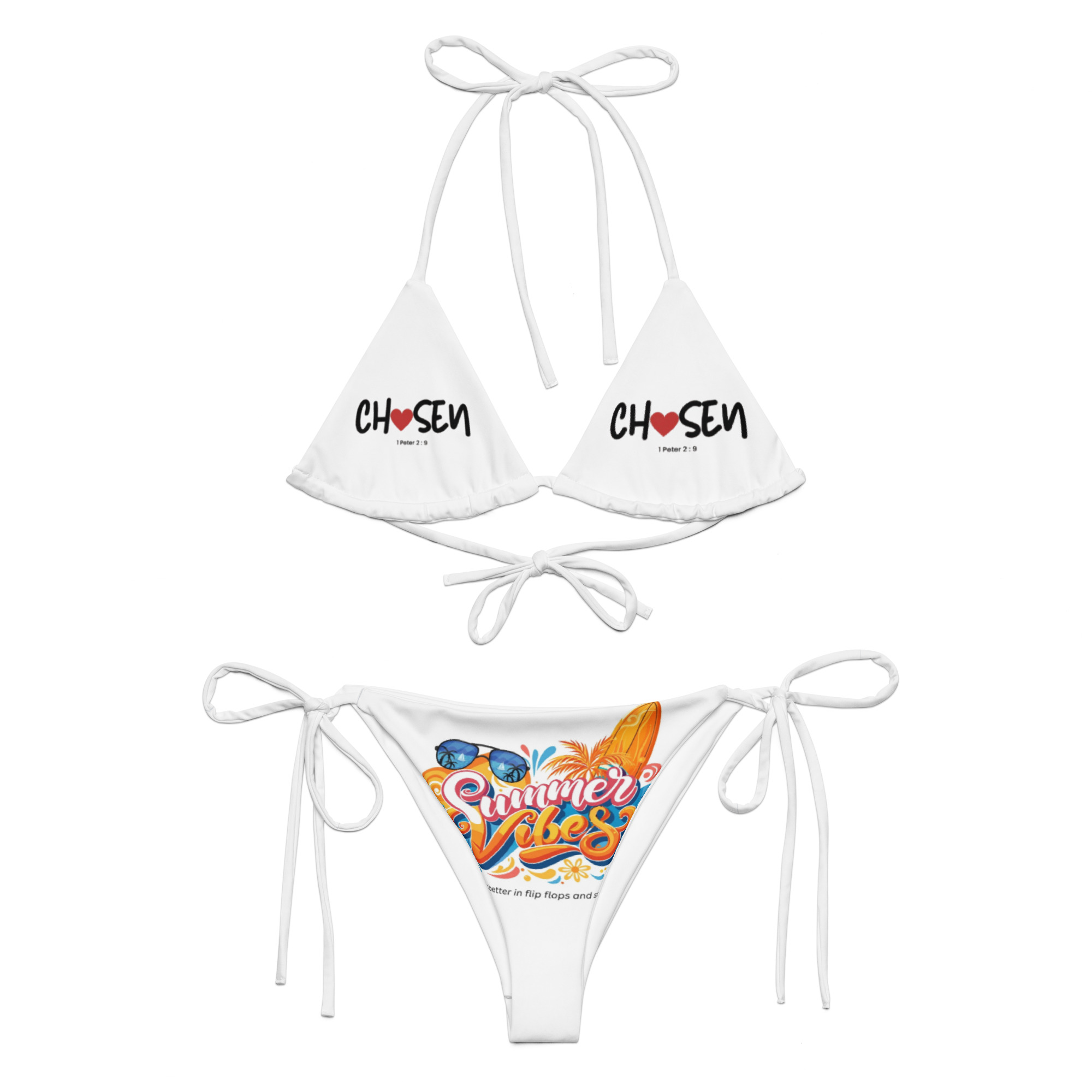 All-over print recycled string bikini