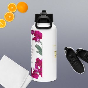 Stainless steel water bottle with a straw lid